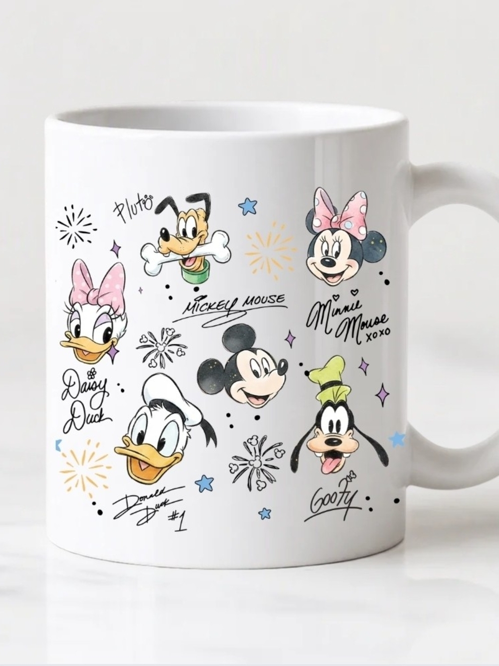 Disney Character And Signatures Ceramic Mug